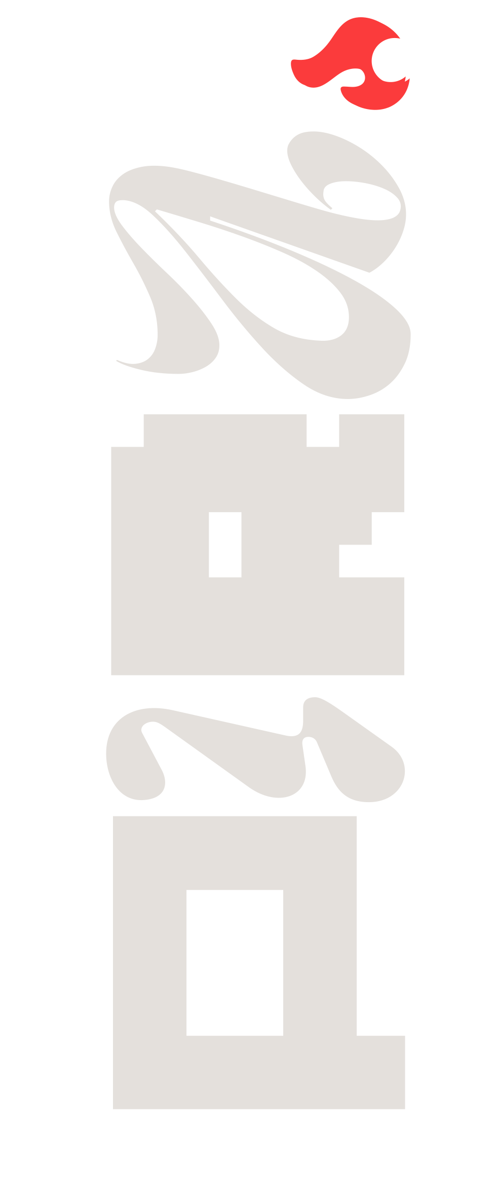 Logo animada da Agência Pira, exibindo diferentes variações do design em vermelho e branco